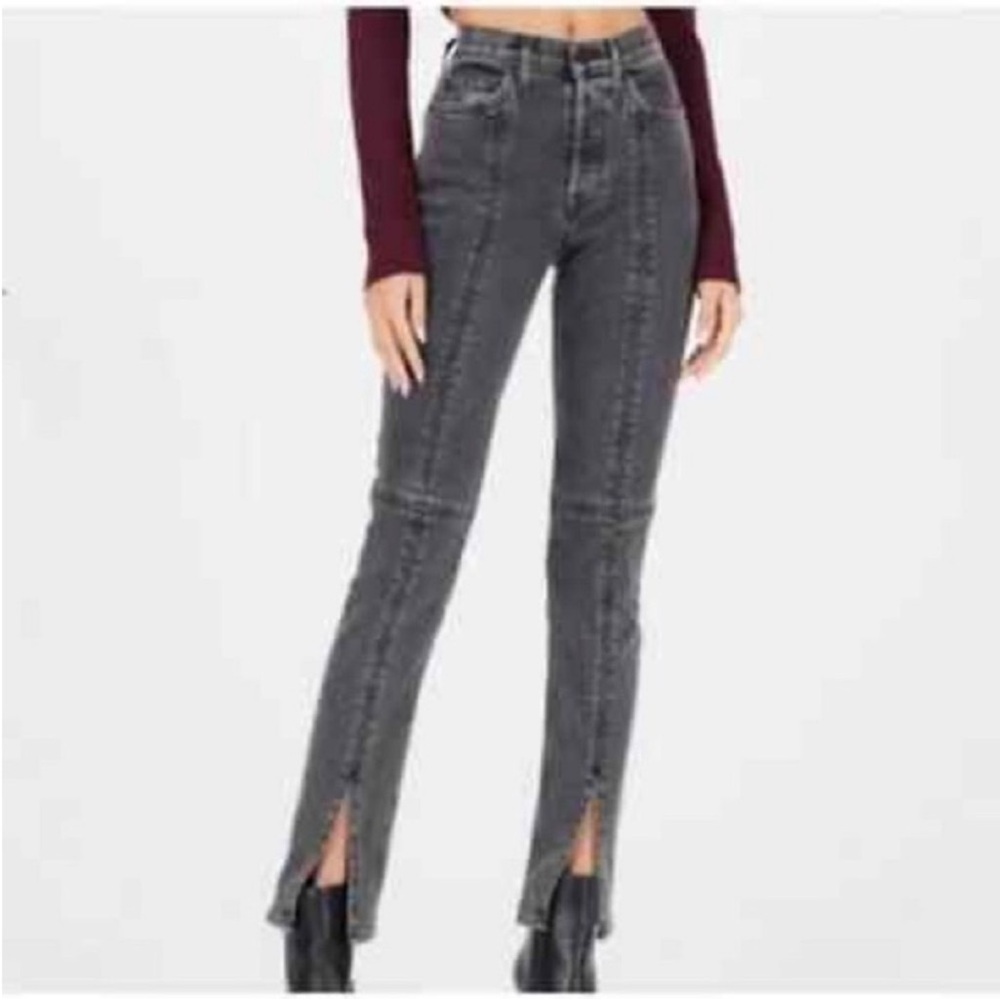 Gray High-Waisted Jeans